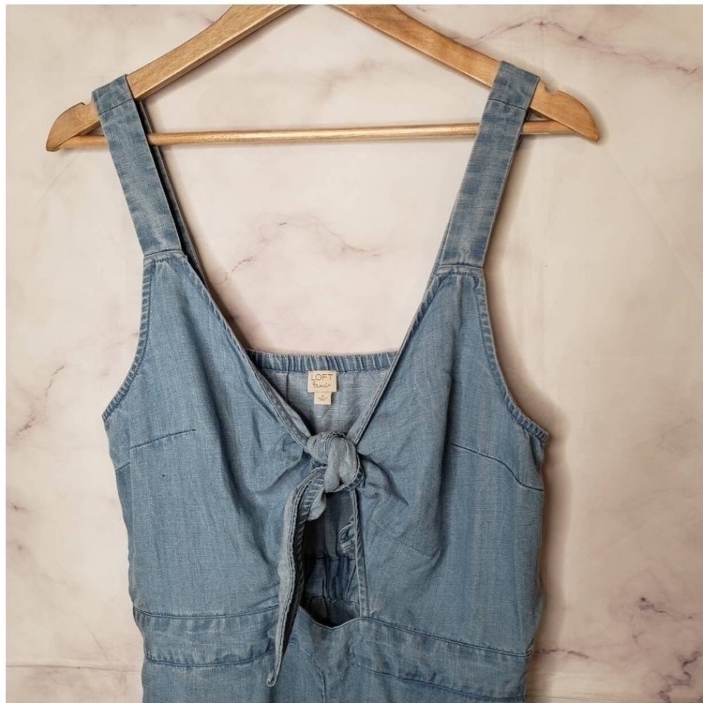 NWT, Ann Taylor LOFT Beach, Chambray, Tie Front Romper, Size: M - Picture 10 of 10